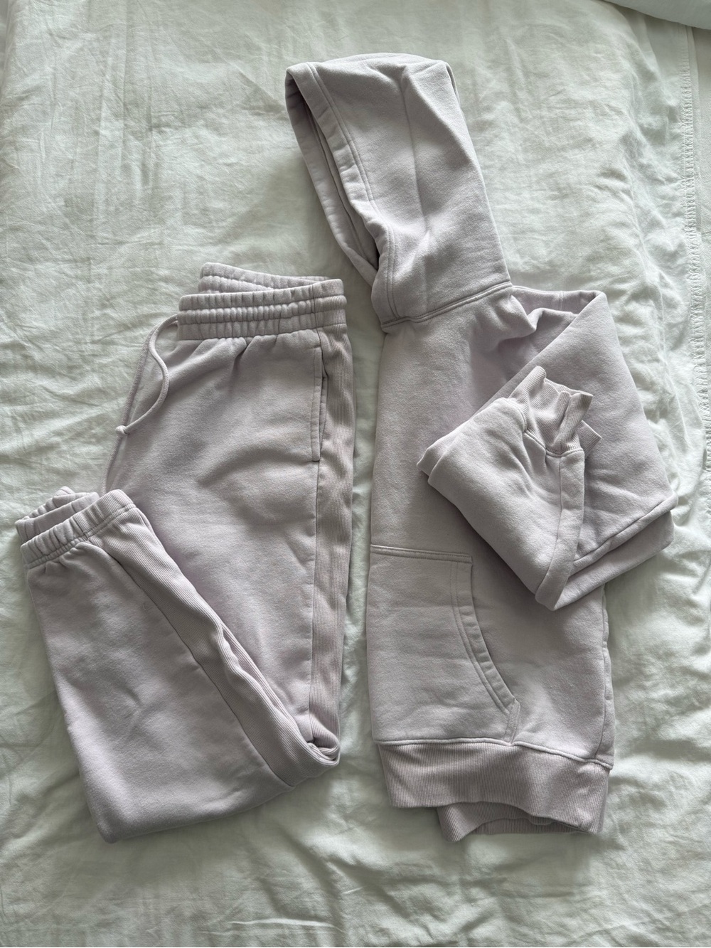 Aritzia cozy boyfriend Lavender Pullover Hoodie & Joggers Set